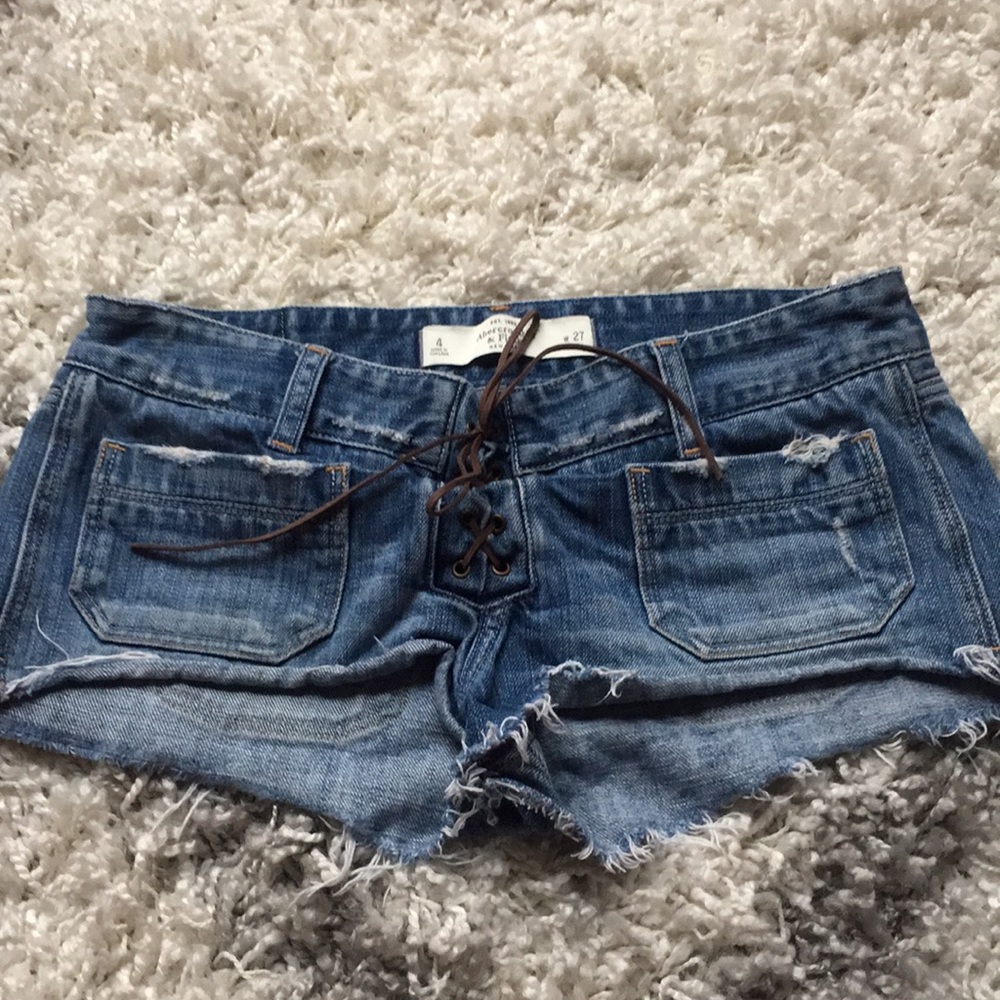 Denim shorts with tie up front